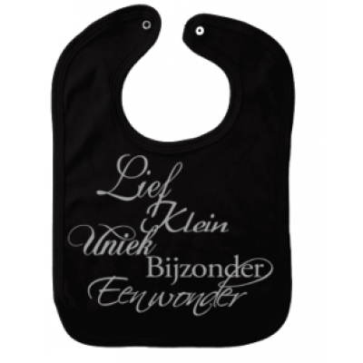 Slabbetje druknoopje "Lief, klein en bijzonder" Slabbetje druknoopje "Lief, klein en bijzonder"